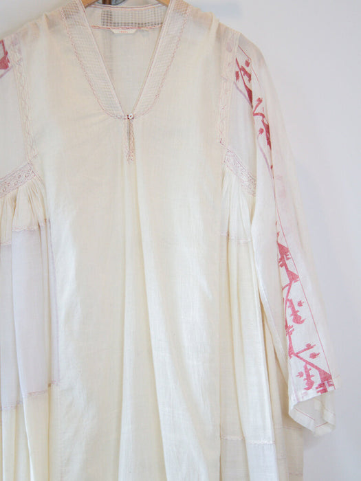 Sheer Muslin Cotton Embroidered Sleeve Dress