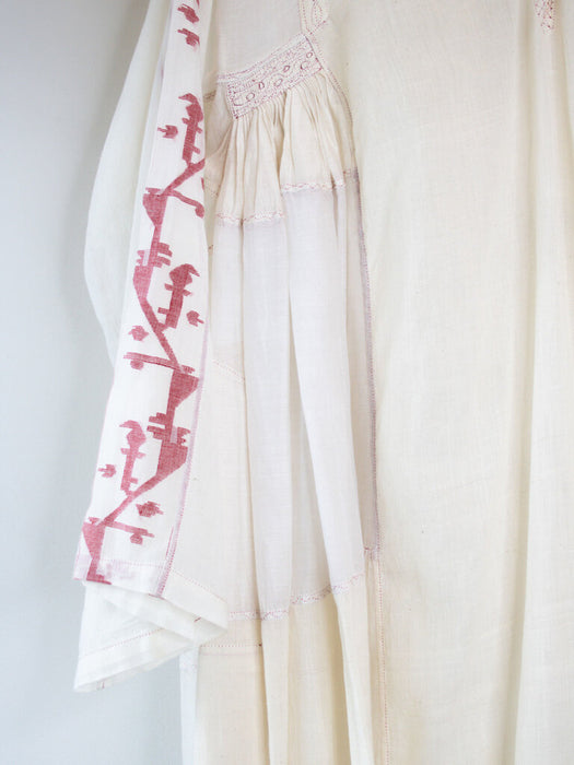 Sheer Muslin Cotton Embroidered Sleeve Dress