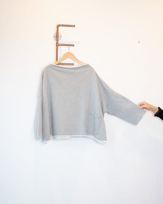 Boatneck Raw Hems Sweatshirt