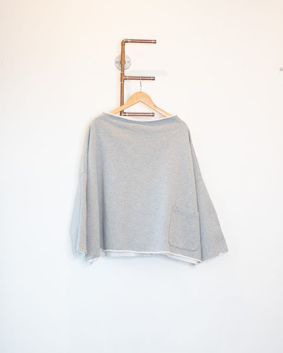 Boatneck Raw Hems Sweatshirt