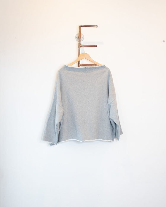 Boatneck Raw Hems Sweatshirt