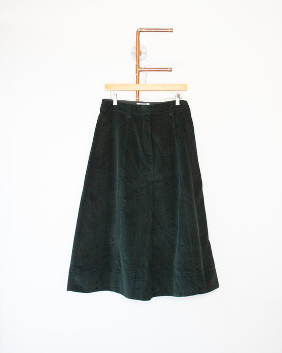 Pleat Front Corduroy Skirt