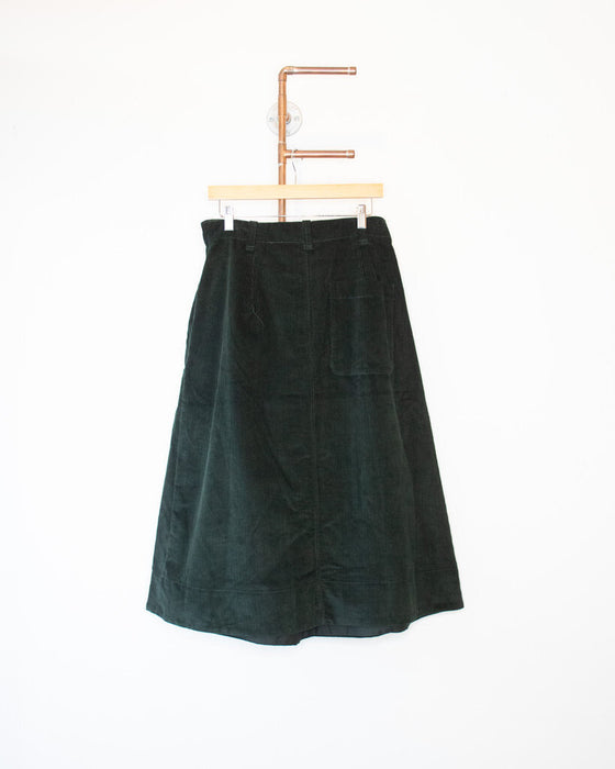 Pleat Front Corduroy Skirt