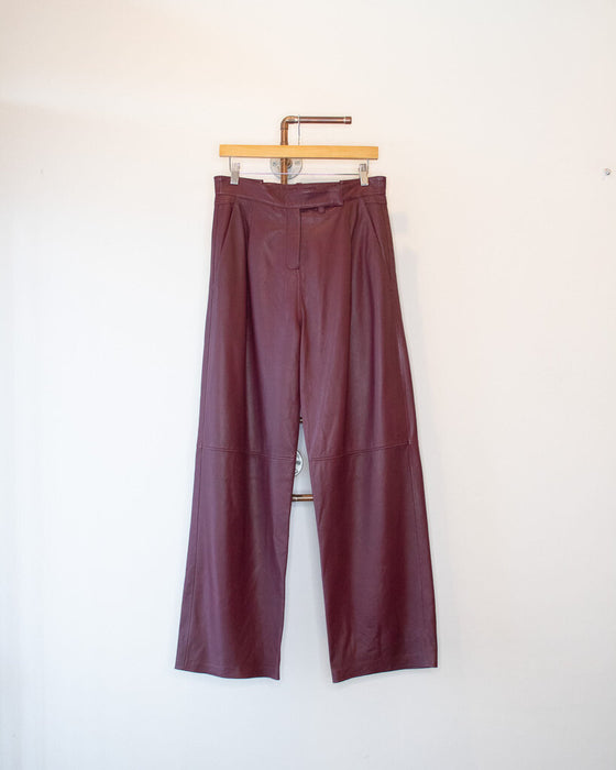 Pleated Leather Pants