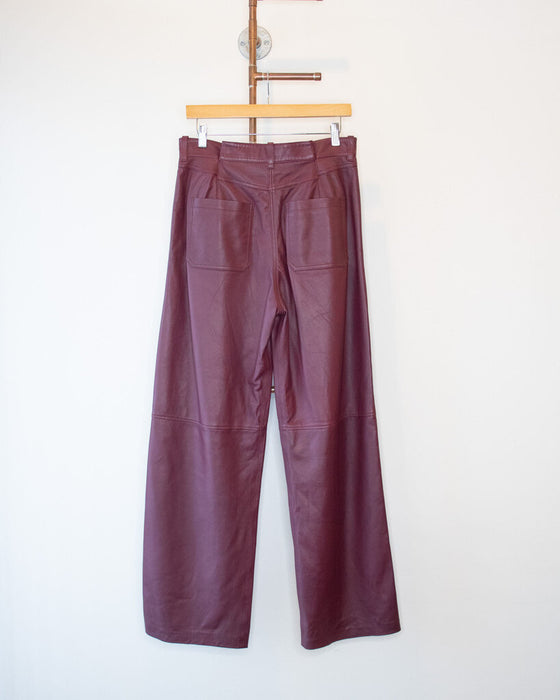 Pleated Leather Pants