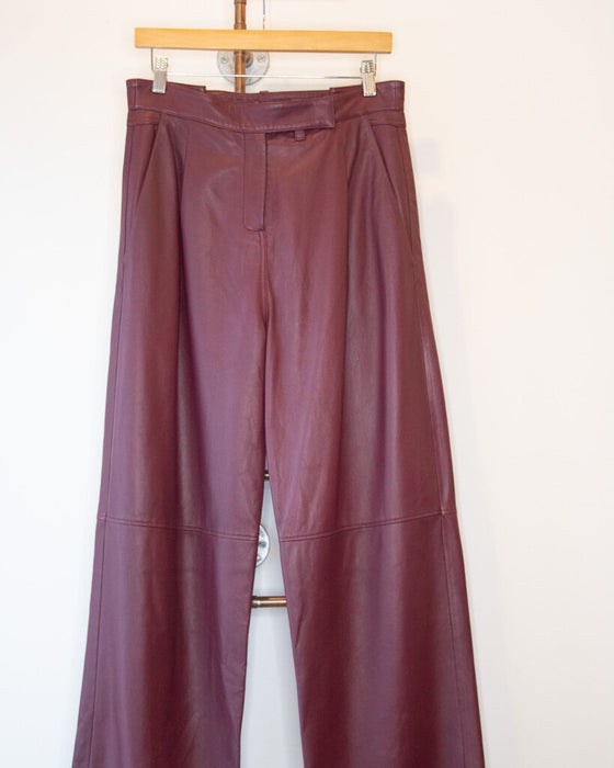 Pleated Leather Pants