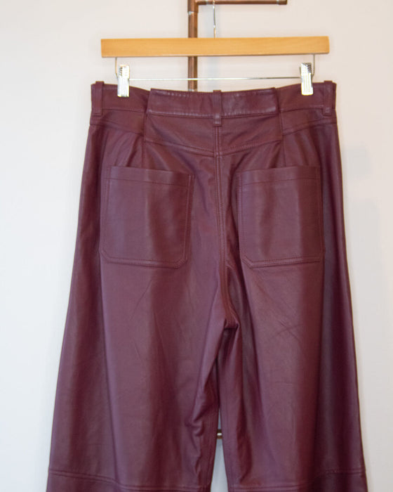 Pleated Leather Pants