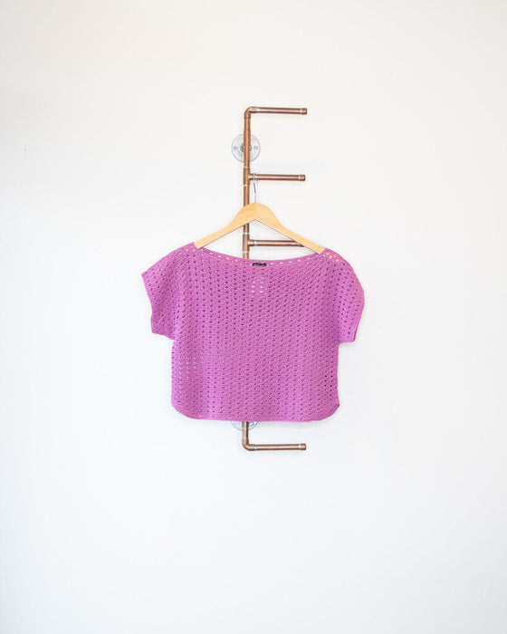 Crochet Cropped Short Sleeve Sweater