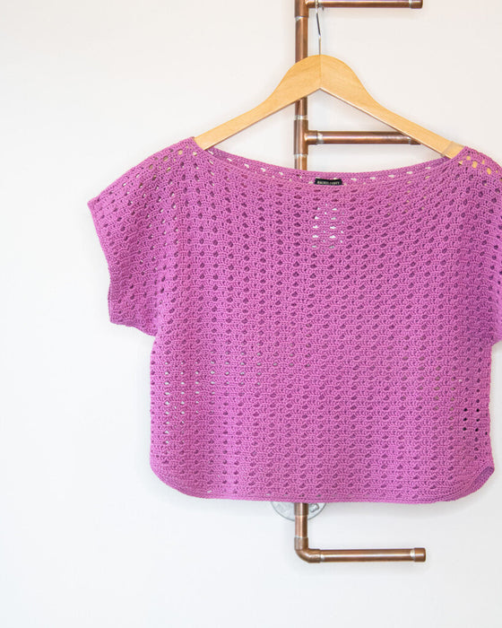 Crochet Cropped Short Sleeve Sweater