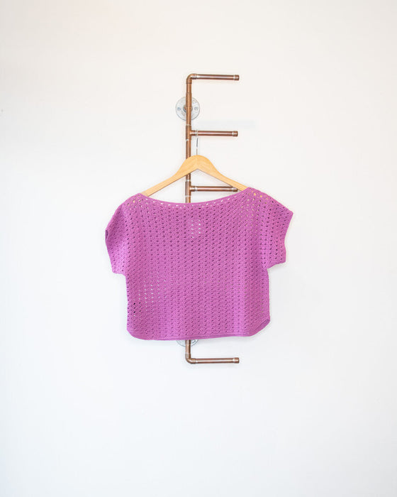 Crochet Cropped Short Sleeve Sweater