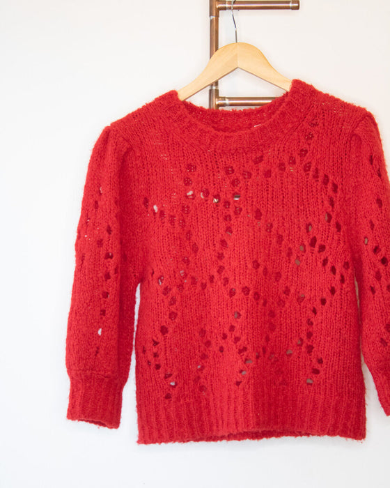 Alpaca Blend Open Knit Work Sweater