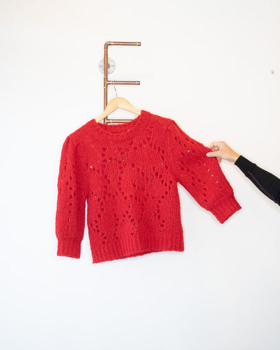 Alpaca Blend Open Knit Work Sweater