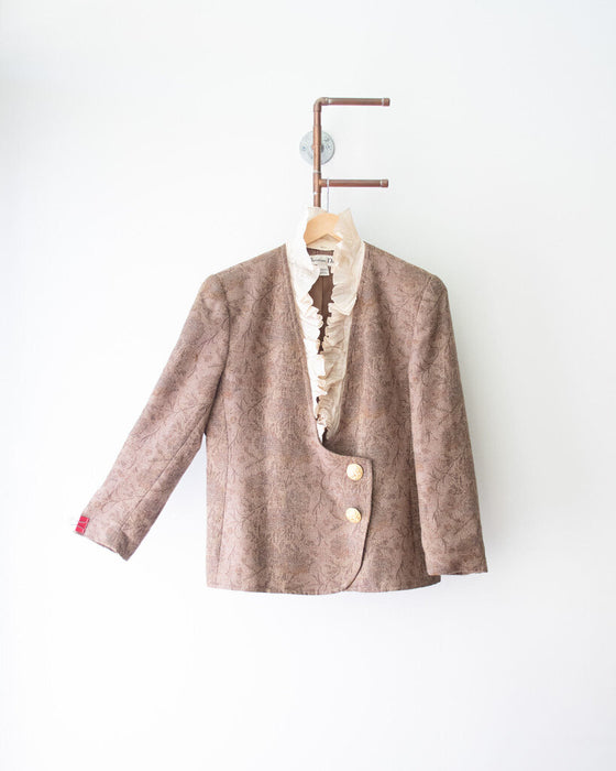 Vintage Wool Blazer Silk Ruffle