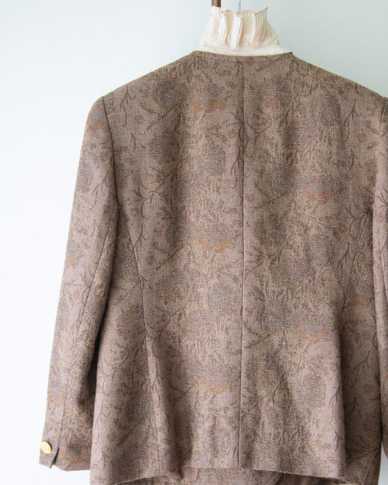 Vintage Wool Blazer Silk Ruffle