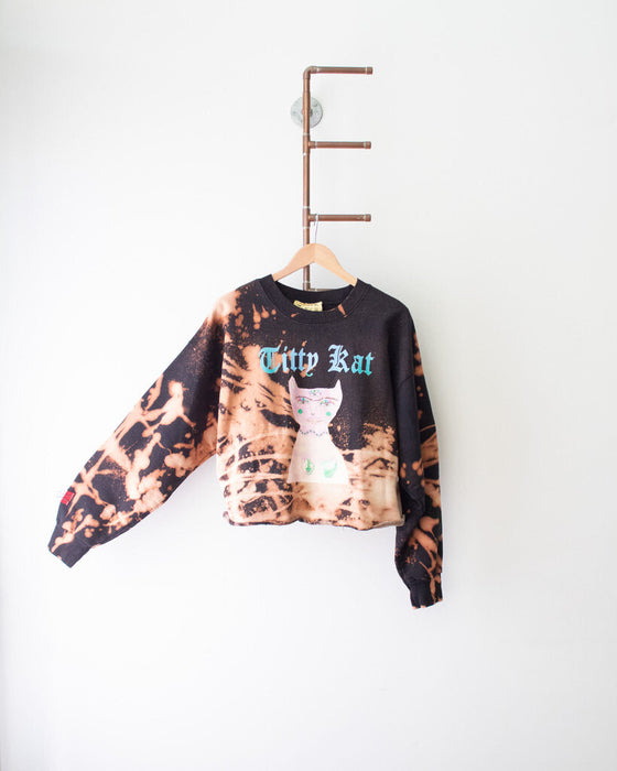 "Titty Kat" Tie Dye Cropped Sweater