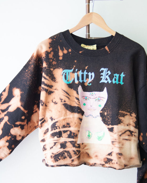 "Titty Kat" Tie Dye Cropped Sweater